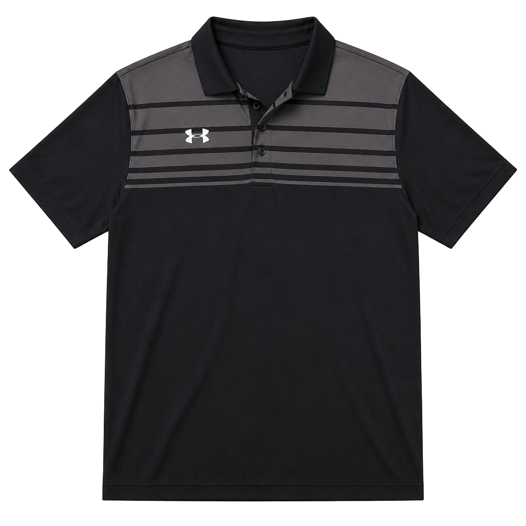 Under Armour Victor Polo Shirt Men's XL Black Gray Striped HeatGear Golf 1
