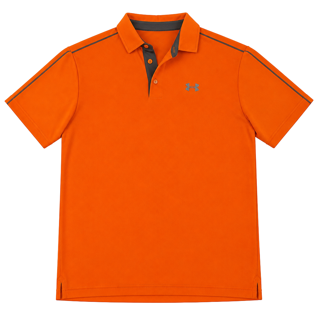 Under Armour HeatGear Loose Fit Orange Golf Polo Shirt Men's Large 1