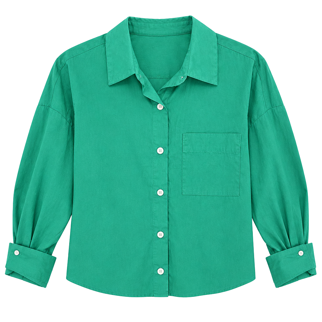 Madewell Poplin Straight-Hem Shirt Size M Green Cotton Button-Down 1