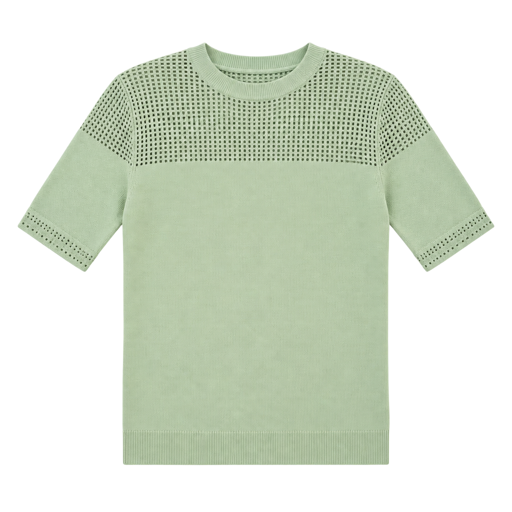 Sanctuary Mix Stitch Tee Size M Sage Green Cotton Sweater 1