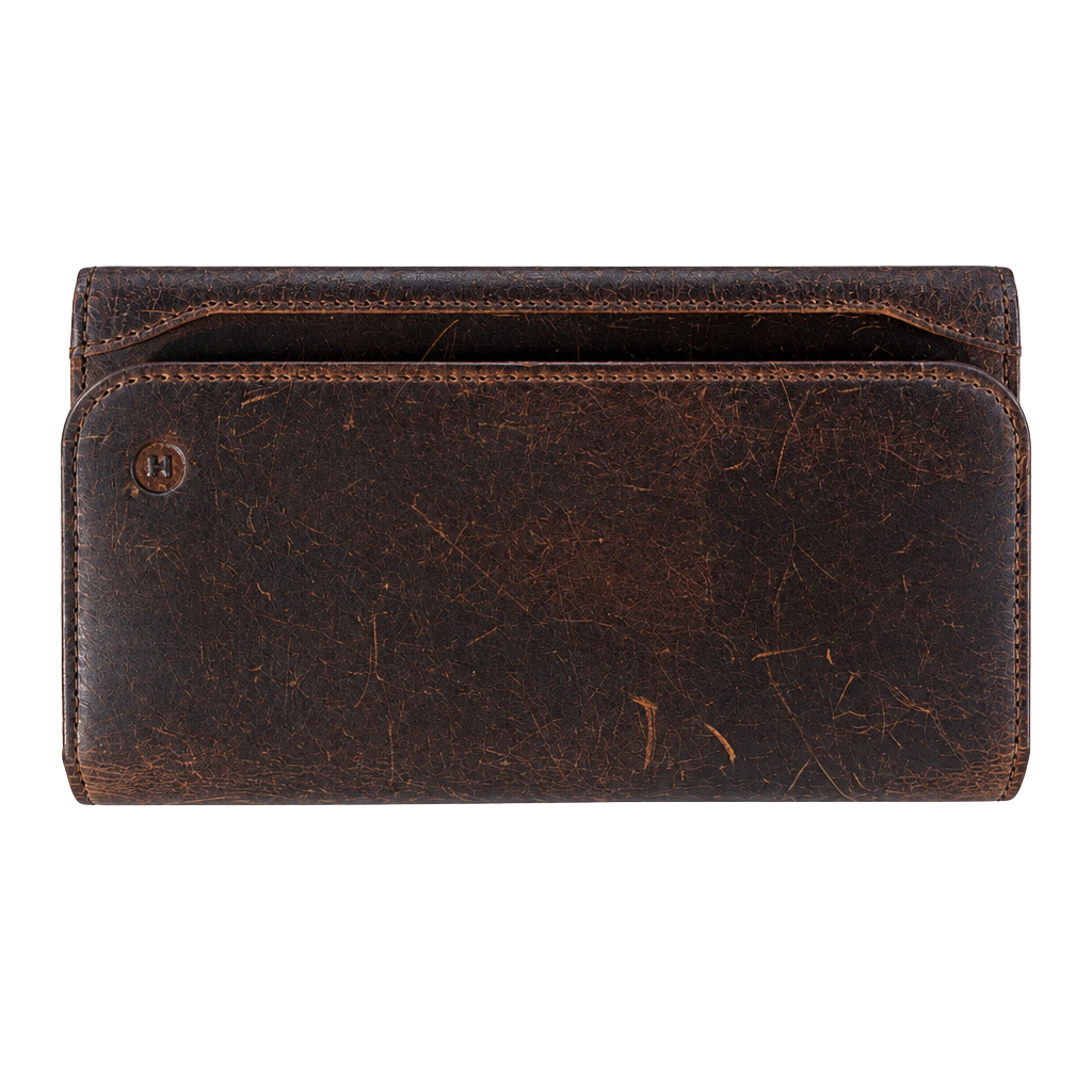 Moonster Leather Wallet Brown Distressed Long Clutch Purse 1