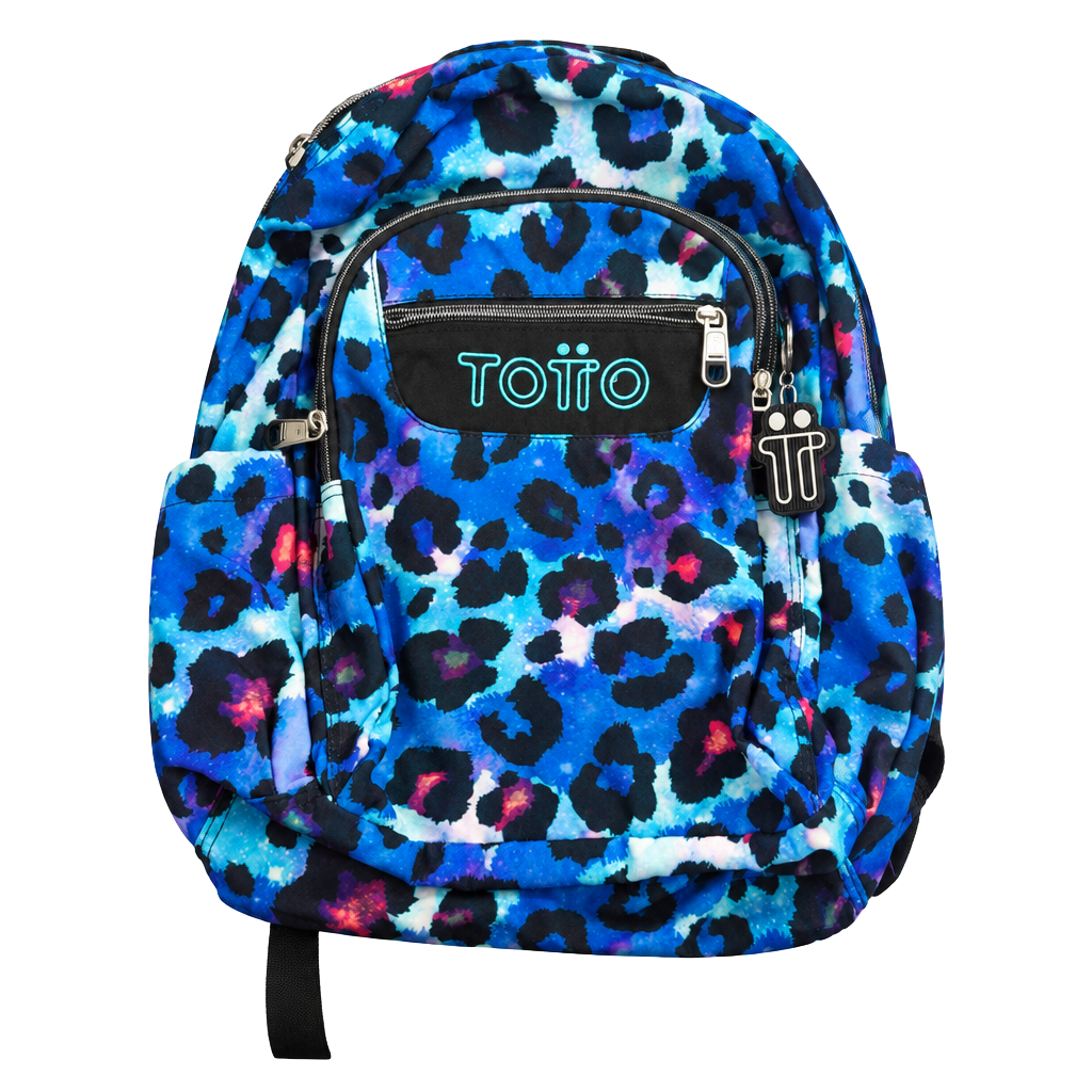 Totto Acuareles School Backpack Blue Leopard Print 1