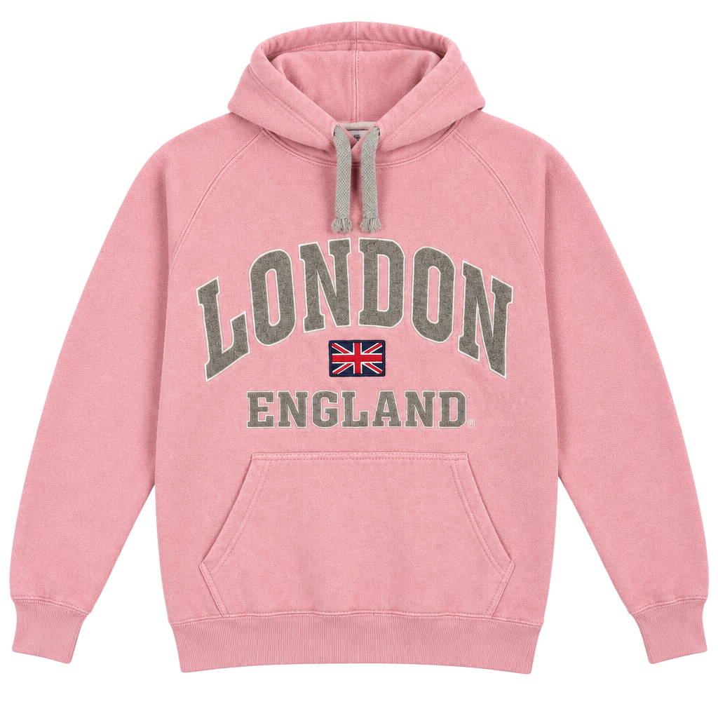 London England Souvenir Hoodie Pink 1