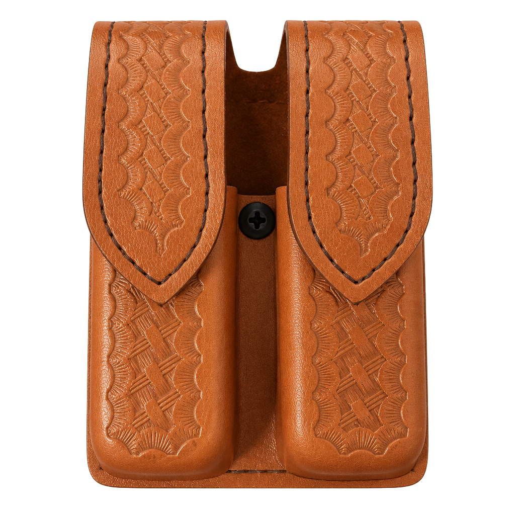 Safariland 77 Double Magazine Pouch Glock 20/21 Tan Basketweave Leather 1