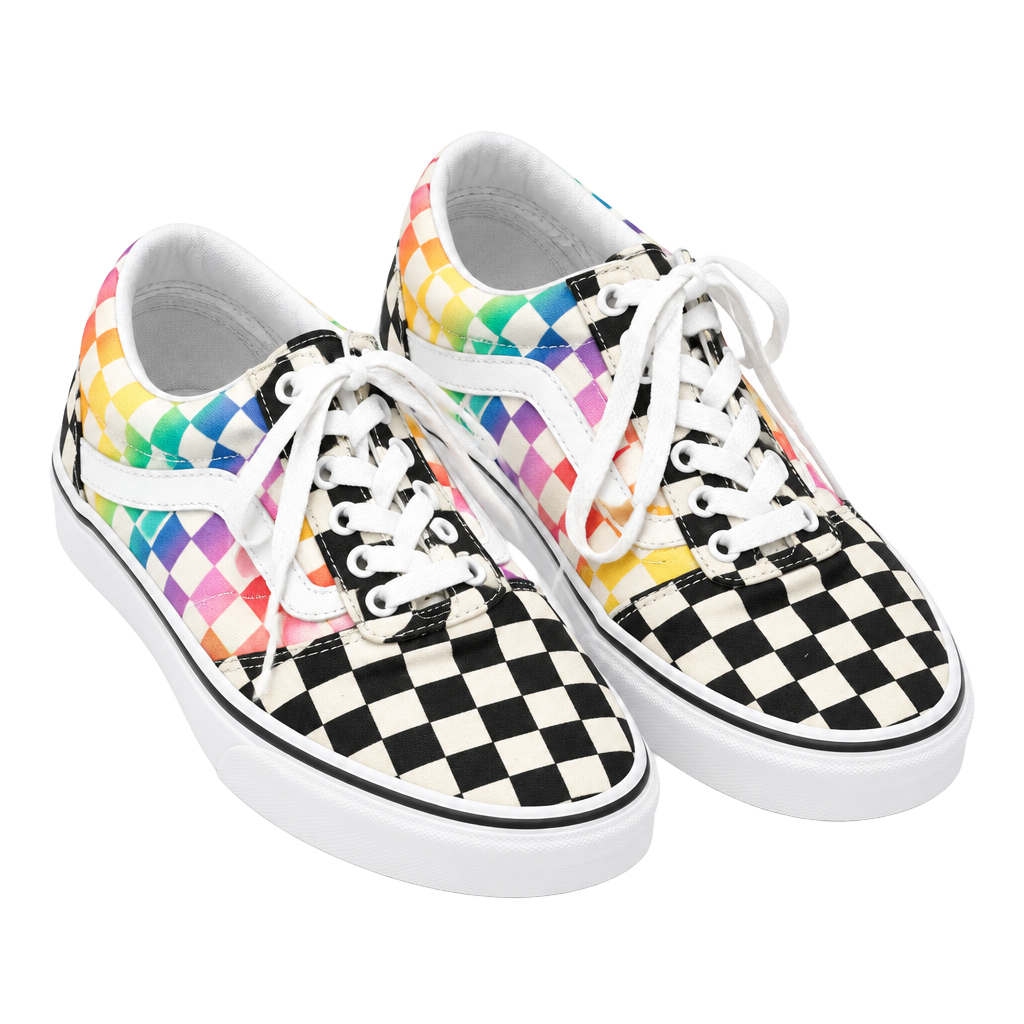Vans Ward Rainbow Checkerboard Size 8 Women's Multicolor Skate Shoes 1