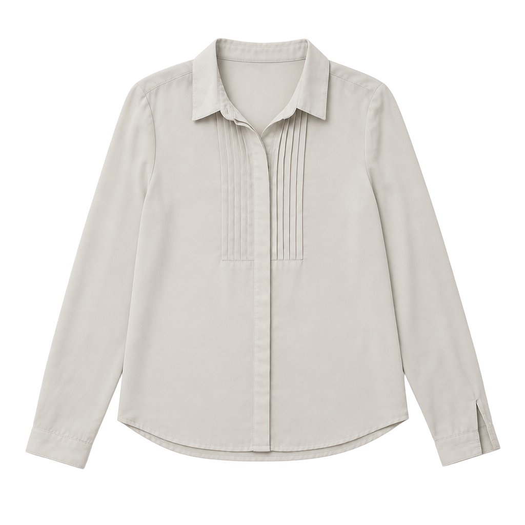 Forever 21 Pleated Long Sleeve Chiffon Blouse in Cream 1