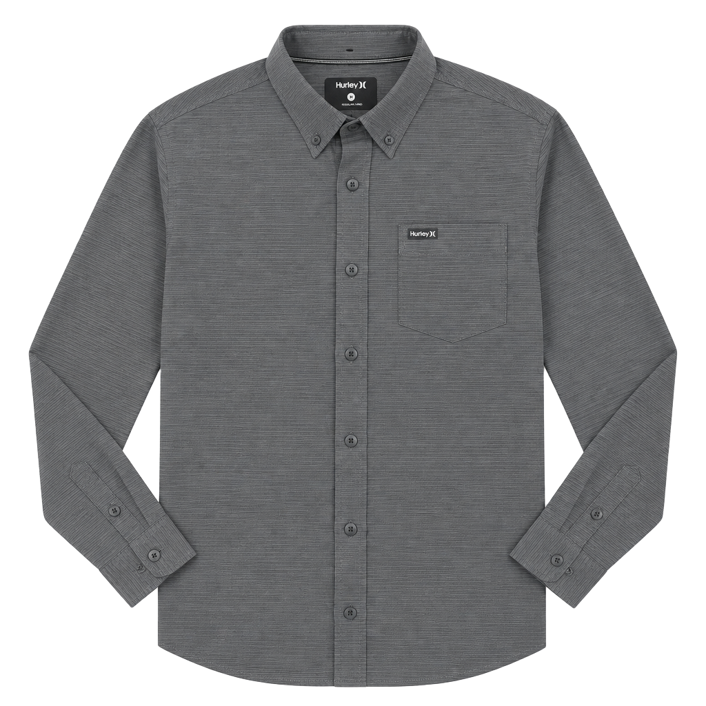 Hurley Alchemy LS Woven Size M Grey Long Sleeve Button Down Shirt 1