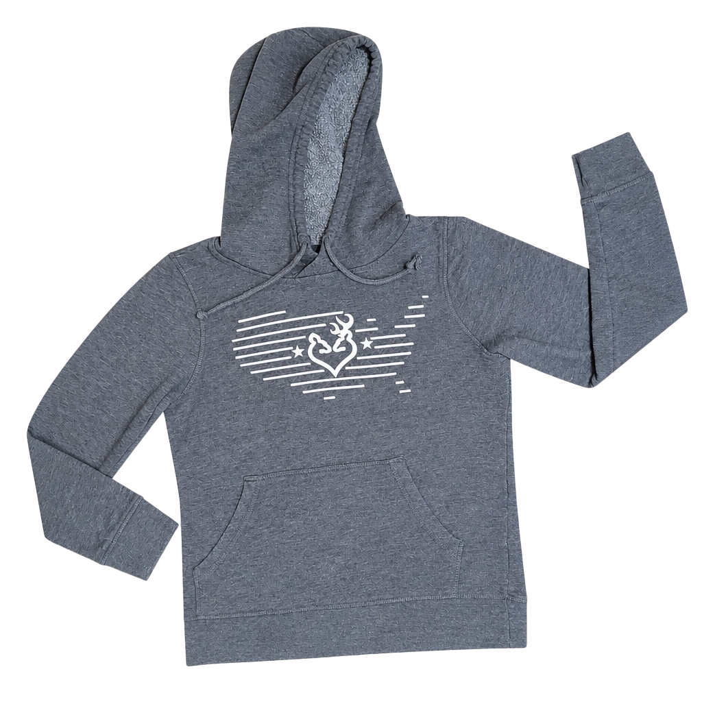 Browning Women's Heathered Charcoal Grey Heart Buck Hoodie 1