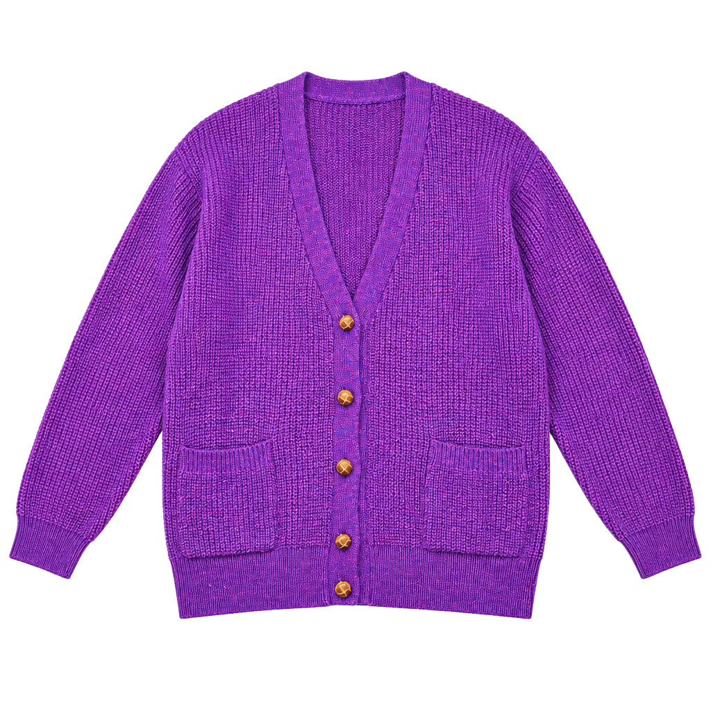 Claybrooke Cardigan Sweater XL Purple Acrylic Knit Oversized Pocket 1