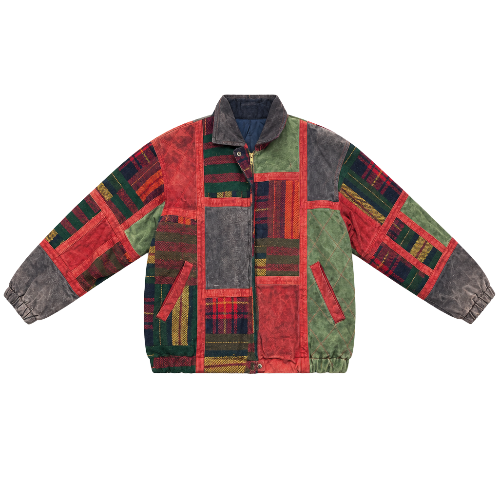 Arizona Jean Company Patchwork Suede Jacket Size Medium Vintage 1