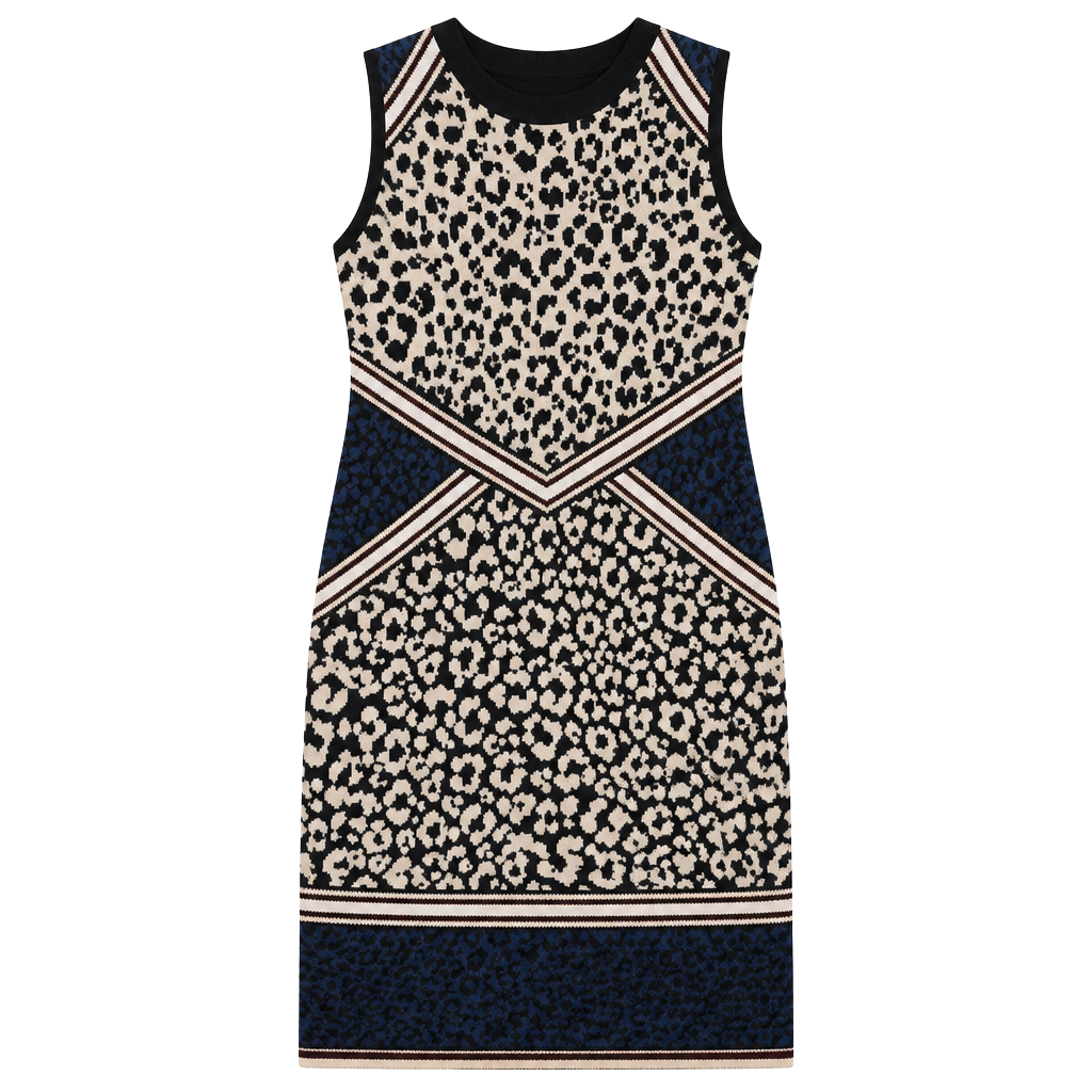 Vince Camuto Animal Print Sweater Dress Size XL Sleeveless Knit 1