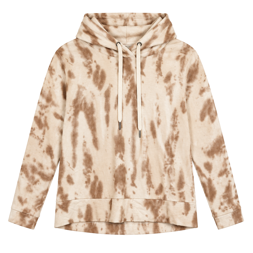 Rachel Zoe Tie Dye Hoodie Size S Brown White Drawstring Sweatshirt 1