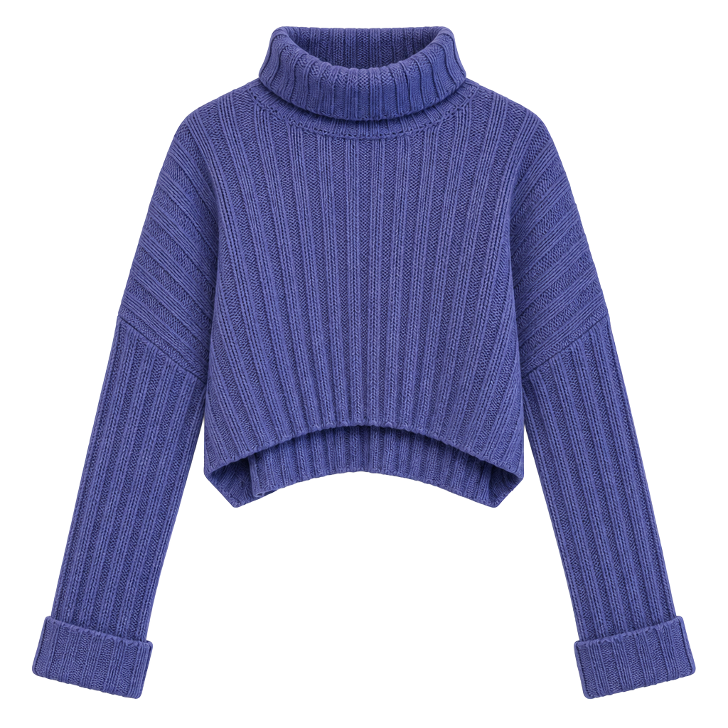 Arizona Jean Co Turtleneck Cropped Sweater Size XXL Purple Ribbed Knit 1