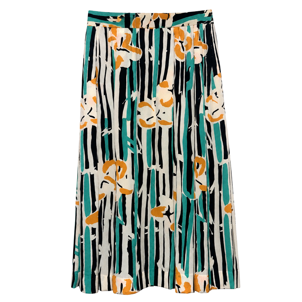 Vintage Christian Dior Separates Midi Skirt in Abstract Floral Striped Rayon 1