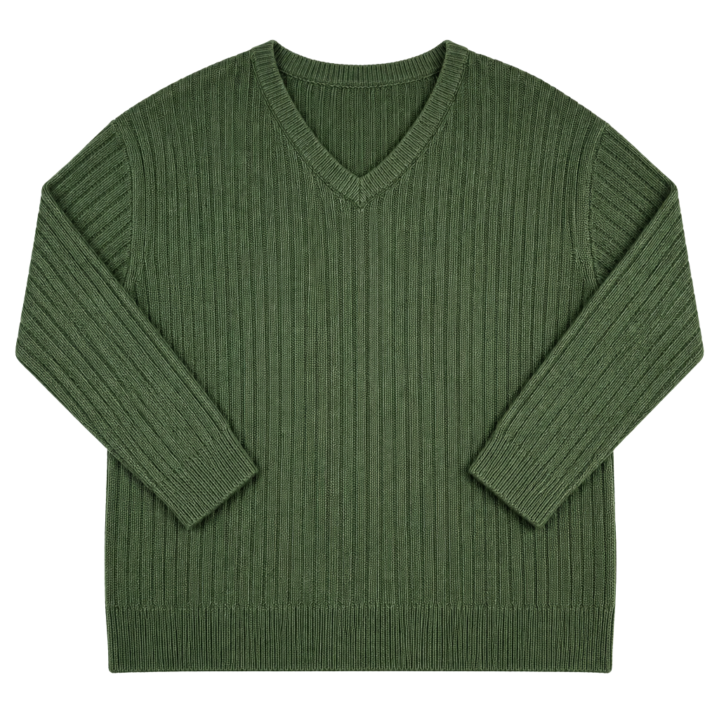 LuLaRoe Sweater Size L Green Ribbed V-Neck Pullover 1
