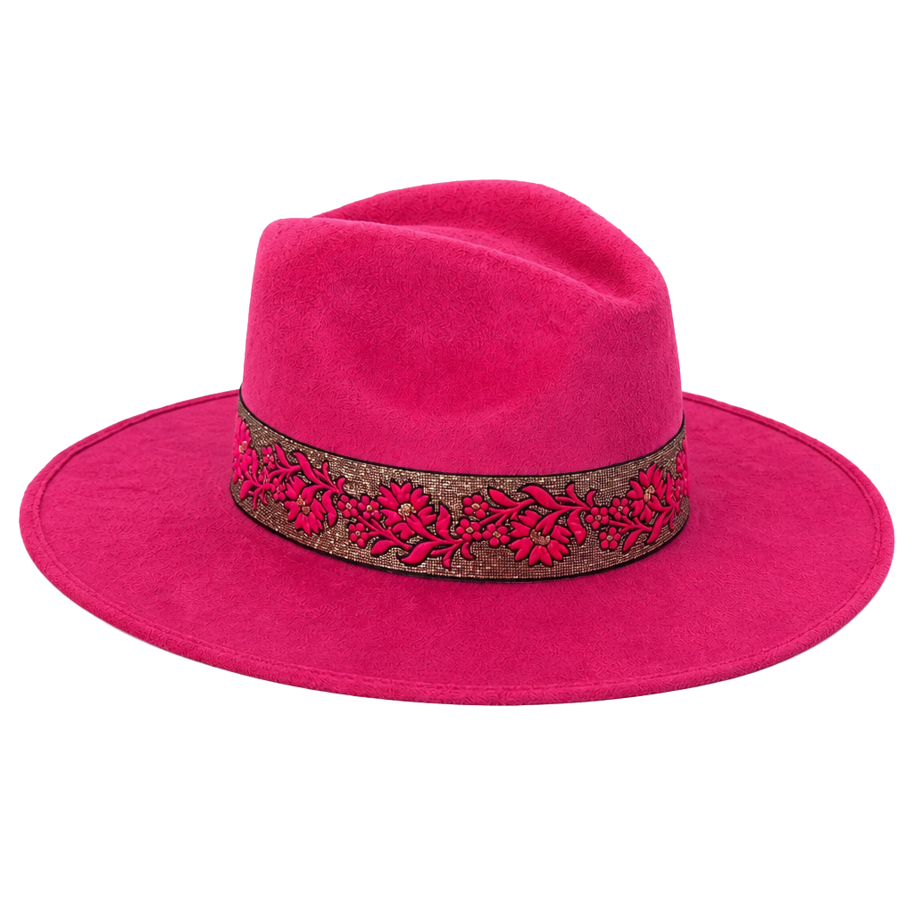 Suede Fedora "rosa" Hat in Fuchsia - , 1