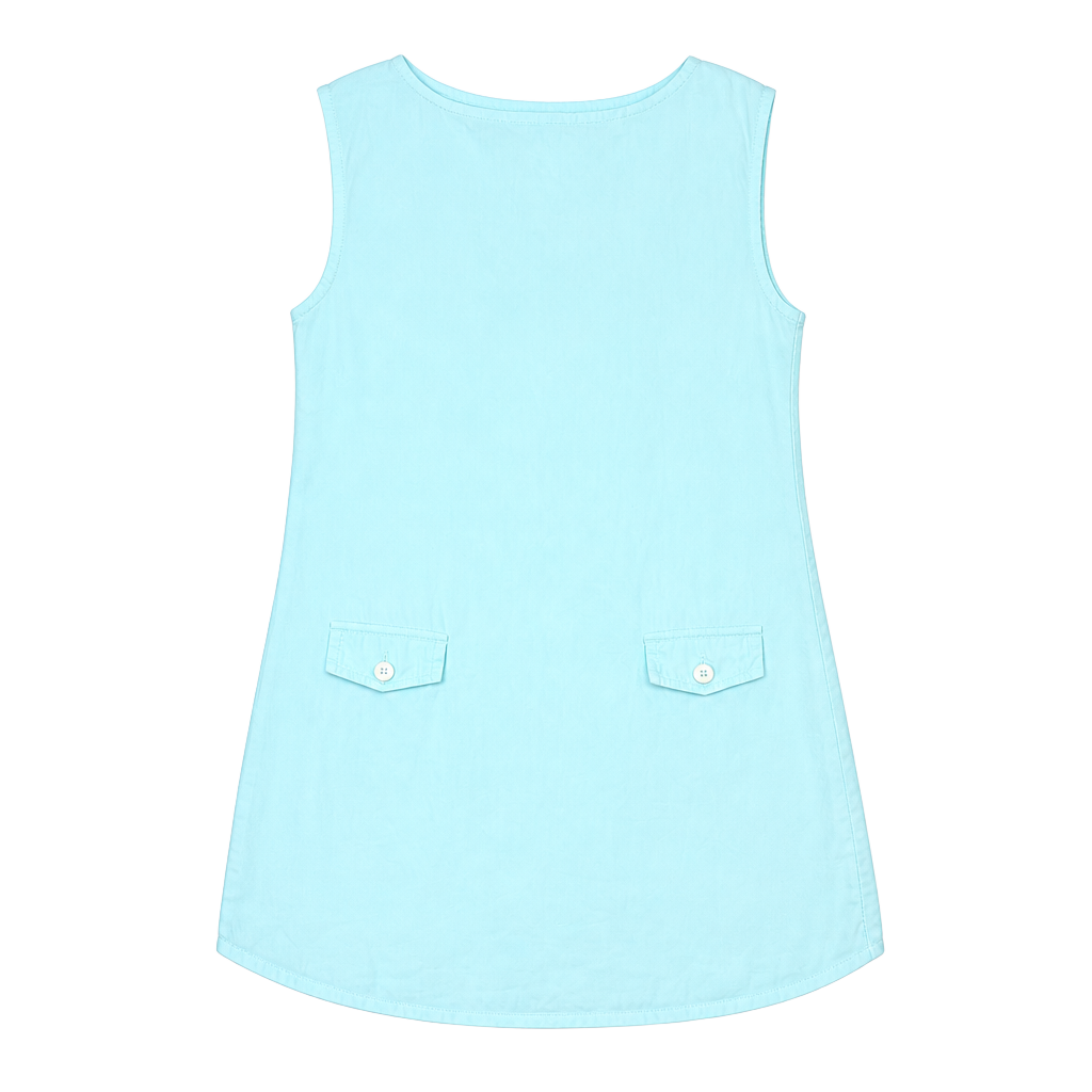 N2 Not Guilty Vintage Aqua Blue Cotton Sleeveless Shift Dress Size 5/6 1