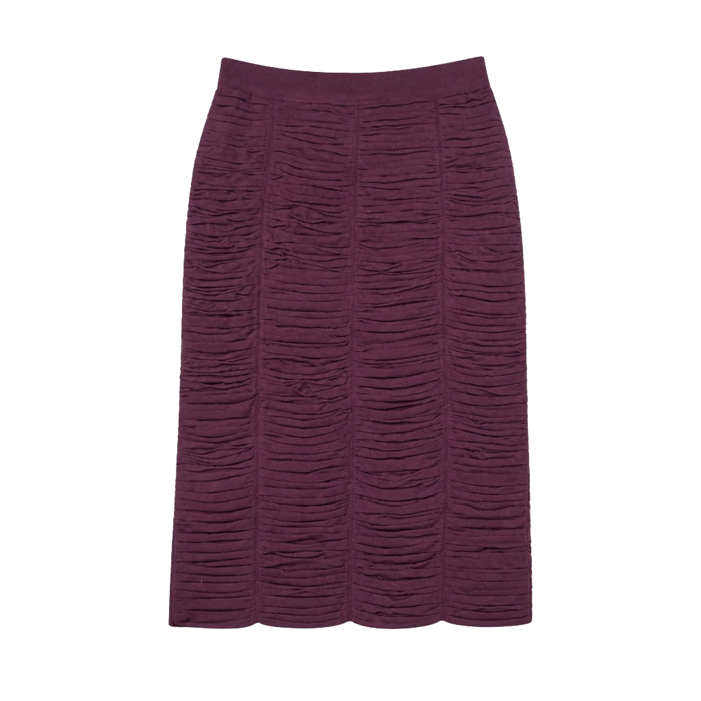 Burberry London Purple Silk Ruched Plisse Straight Pencil Runway Skirt Size 8 1