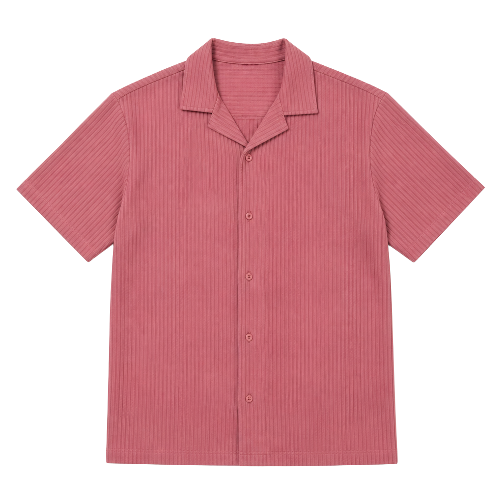Kenneth Cole New York Men's M Short Sleeve Textured Camp Shirt in Dusty Rose 1