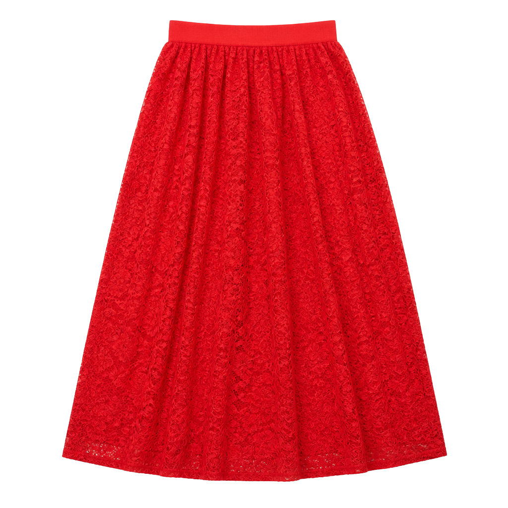 Laffaire Los Angeles Red Lace A-Line Maxi Skirt Size S 1