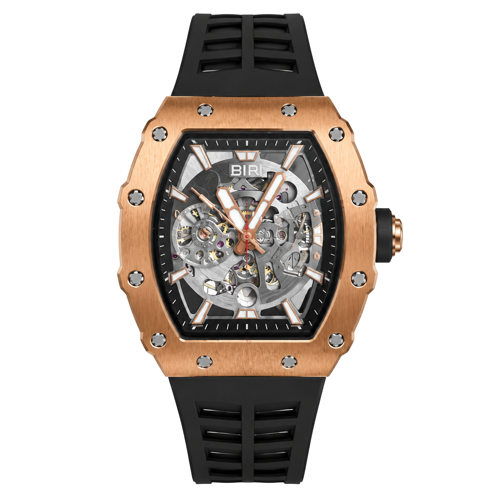BiBi Automatic Skeleton Watch Rose Gold and Black 1