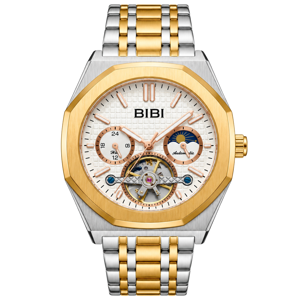 Bibi Automatic Mechanical Moonphase Watch Two-Tone Steel 1