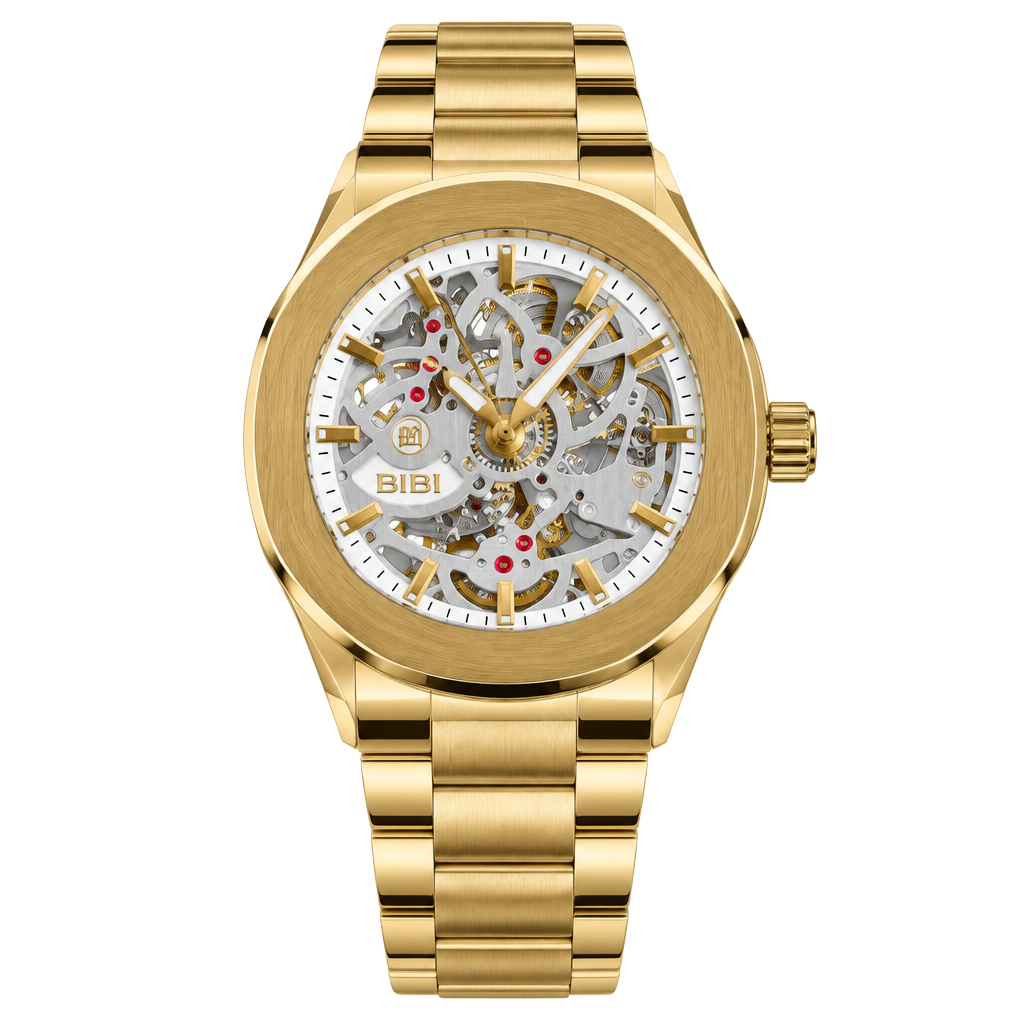 BIBI Luxury Watch Automatic Gold Skeleton Stainless Steel Watch 1