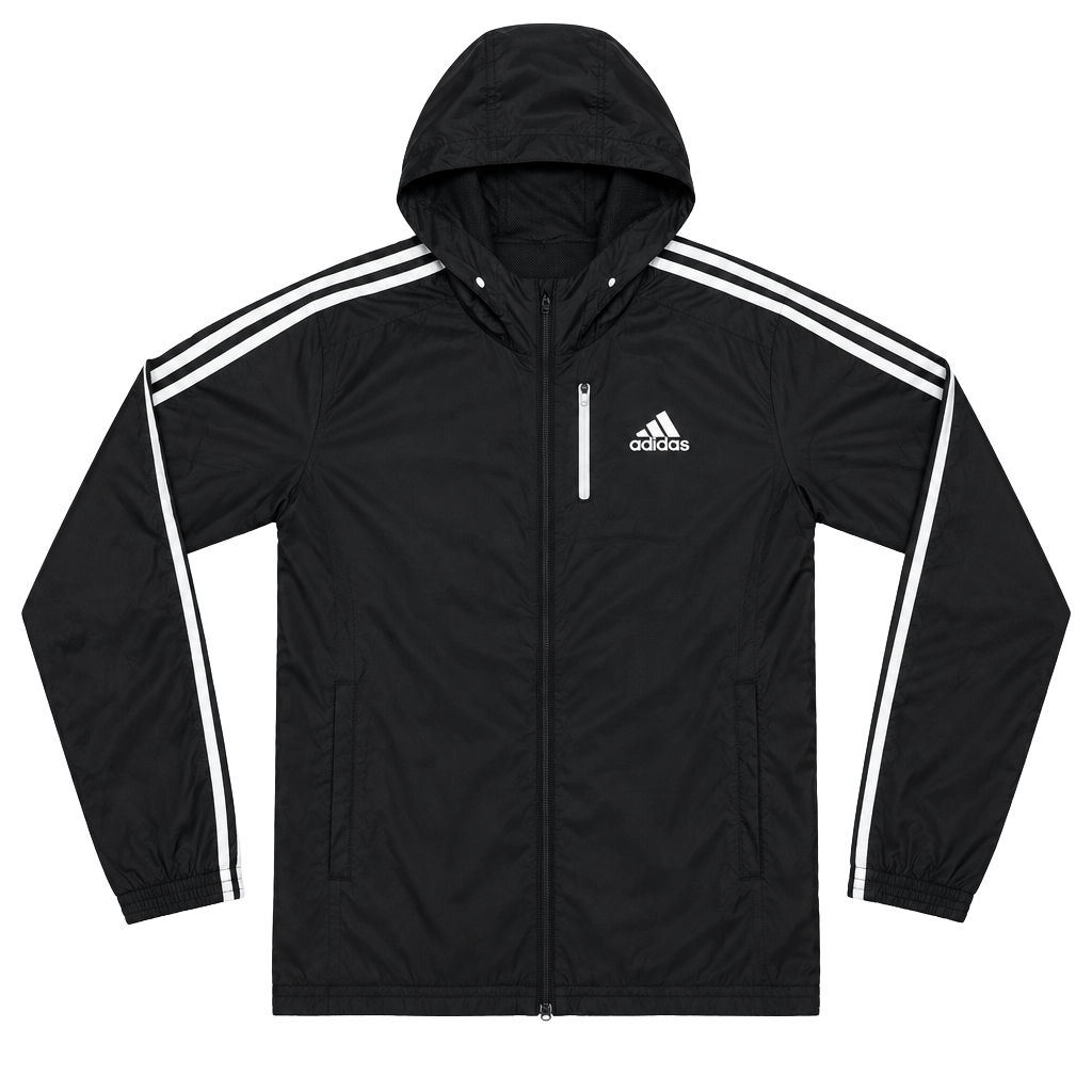 Adidas Full Zip Hooded Windbreaker Jacket Size LT Black 1
