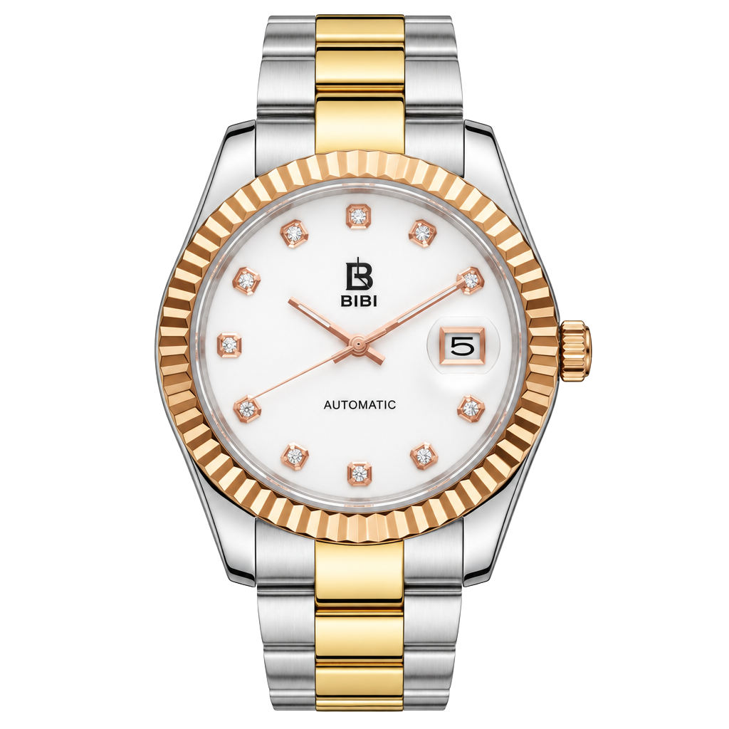 BIBI Automatic Watch Two-Tone Rose Gold White Dial 1