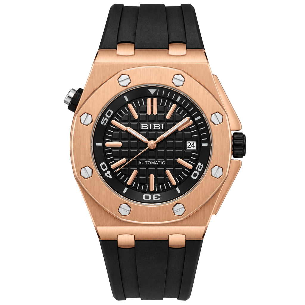 Bibi Automatic Luxury AP Rose Gold And Black Watch 1