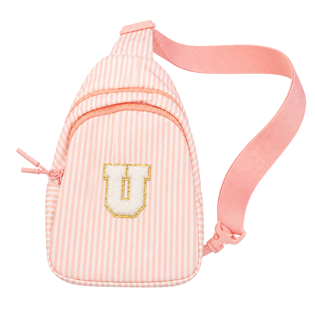 Pink White Striped Mini Crossbody Slingbag Varsity U Gift for Teens & Tweens 1