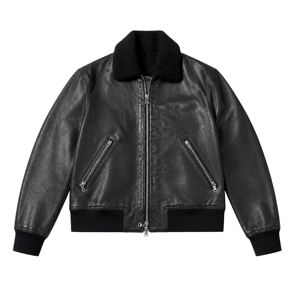 Black Mason Shearling-Collar Leather Bomber Jacket β XL
Step up your outerwear game with this sleek and rugged Black Mason leather bomber jacket. Crafted from genuine black leather, this timeless piece is built to turn heads and keep you warm in style 1