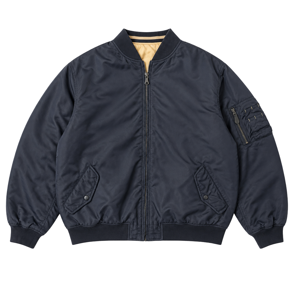Vintage Black Flight Bomber Jacket with Quilted Honeycomb Lining 1