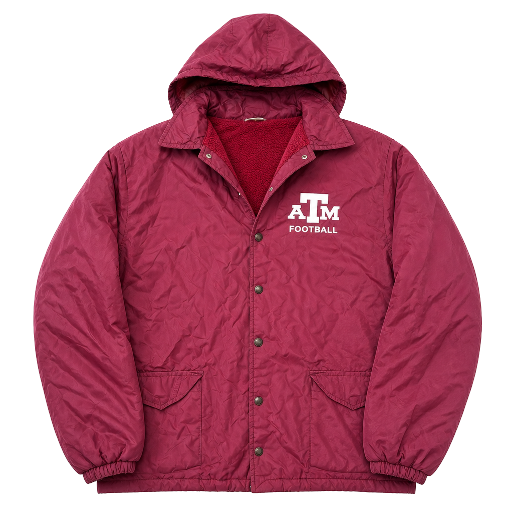 Vintage Texas A&M Football Tru West Fleece-Lined Hooded Windbreaker Jacket 1