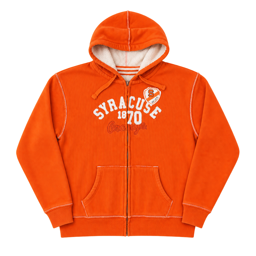 J. America Syracuse Orange Full Zip Hoodie Size XL Orange Thermal 1