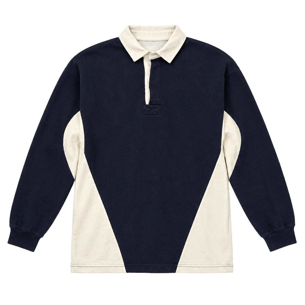 Halbro Rugby Imports Long Sleeve Rugby Shirt Size L Navy White 1