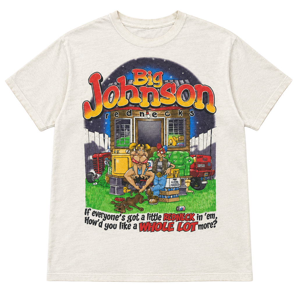 Big Johnson Rednecks T-Shirt Size L White Graphic Vintage 90s 1