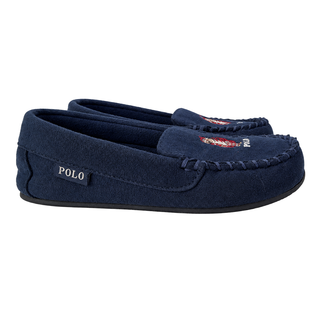 Polo Ralph Lauren Dezi IV Polo Bear Slippers Size 2 Navy Blue 1
