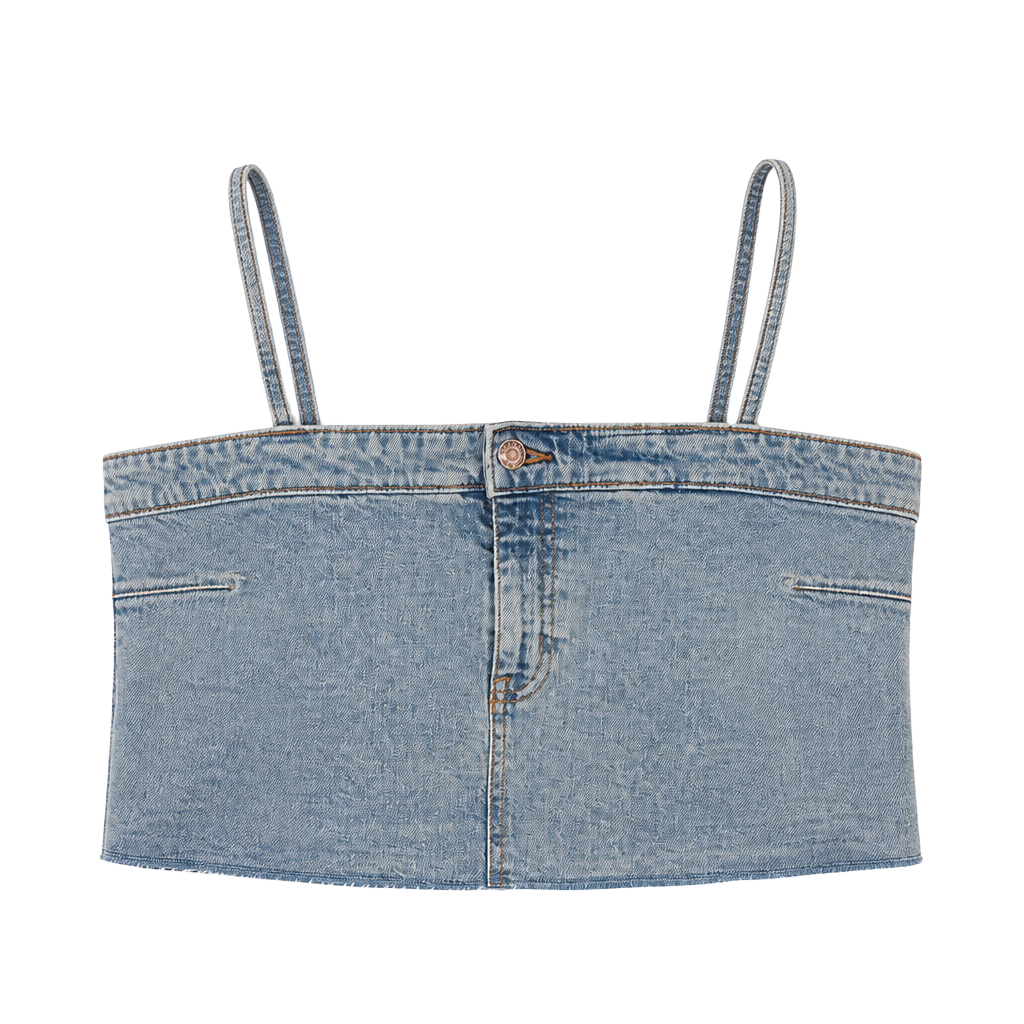 Wild Fable Women's Reworked Cropped Denim Tank Top Medium Wash 1