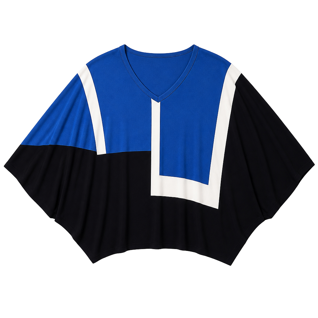 alice + olivia Colorblock V-Neck Batwing Sleeve Poncho Top 1