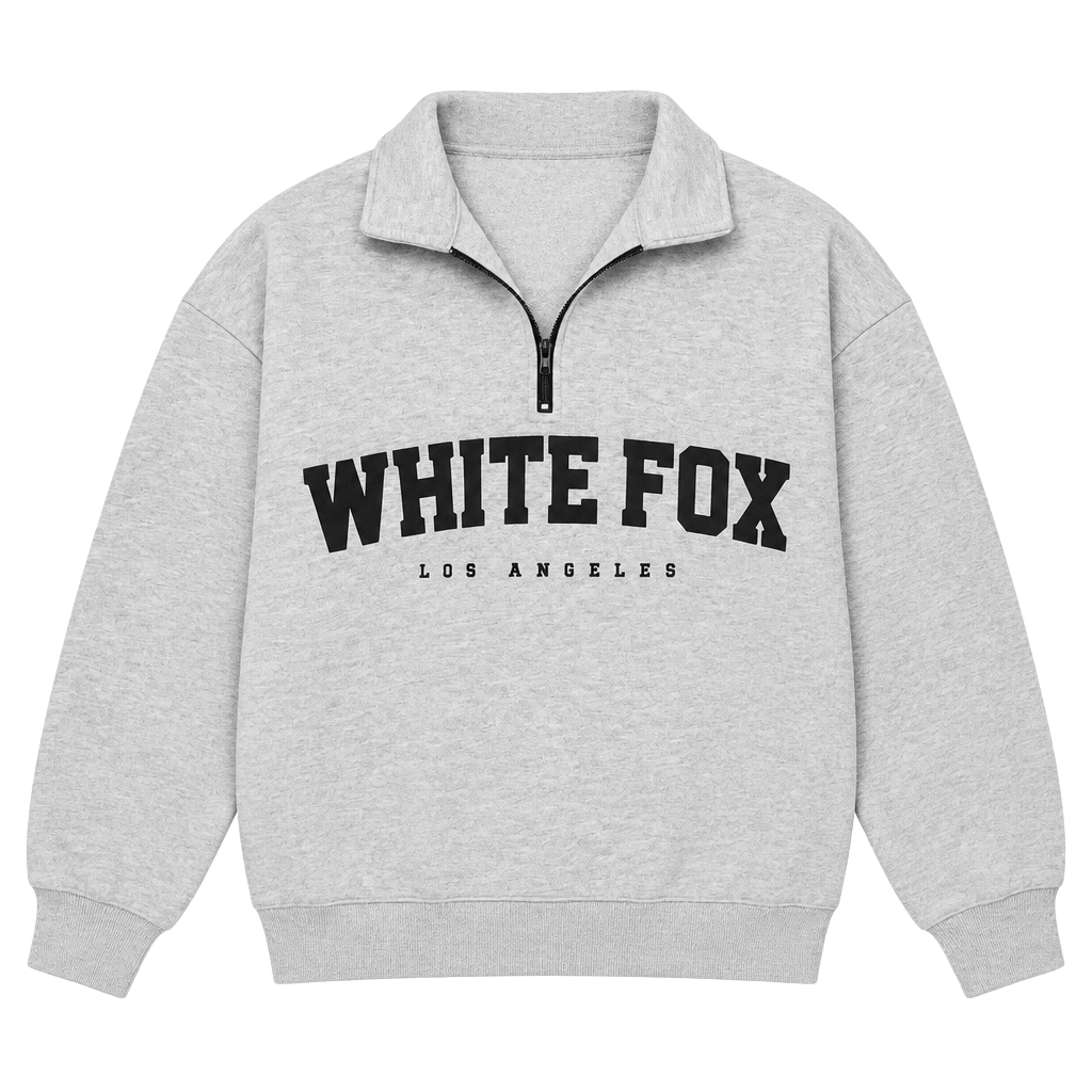 White Fox Los Angeles 1/4 Zip Pullover Sweatshirt Size S/M Gray 1
