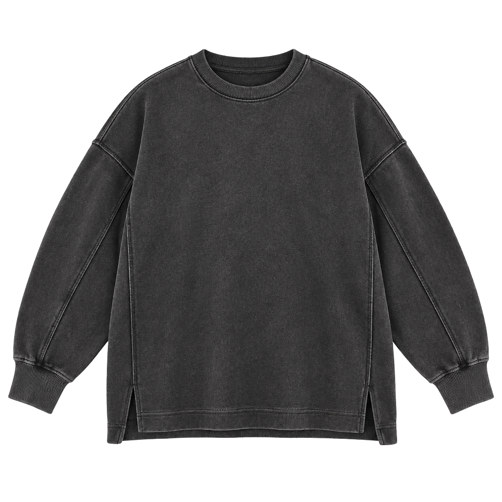Free People Oversized Raw Edge Pullover Sweatshirt Blue 1