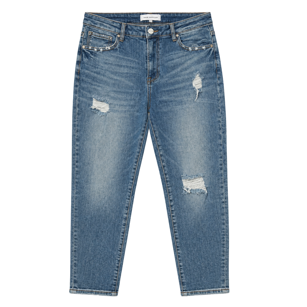 #62.) Good American Distressed Straight Leg Jeans Size 6/28 1