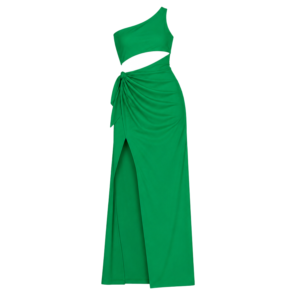 Yaura Funmi Cut Out One Shoulder Maxi Dress in Green NWT Sz: 10 / Large 1