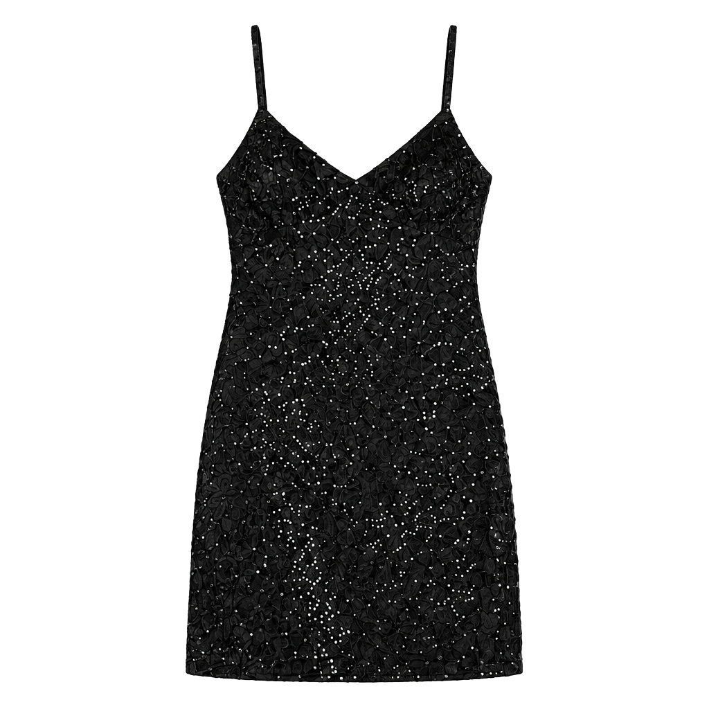 Banana Republic Black Sequin Mini spaghetti Strap Slip Dress Size: 2 1