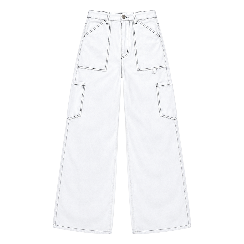 Lioness Miami Vice Cargo Pants Size S White Contrast Stitching 1
