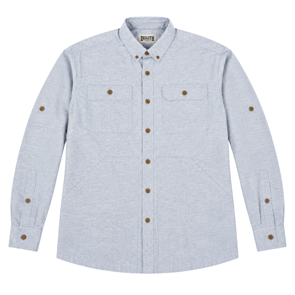 Duluth Trading Co. Untucked Relaxed Fit Long Sleeve Shirt Size L Blue 1