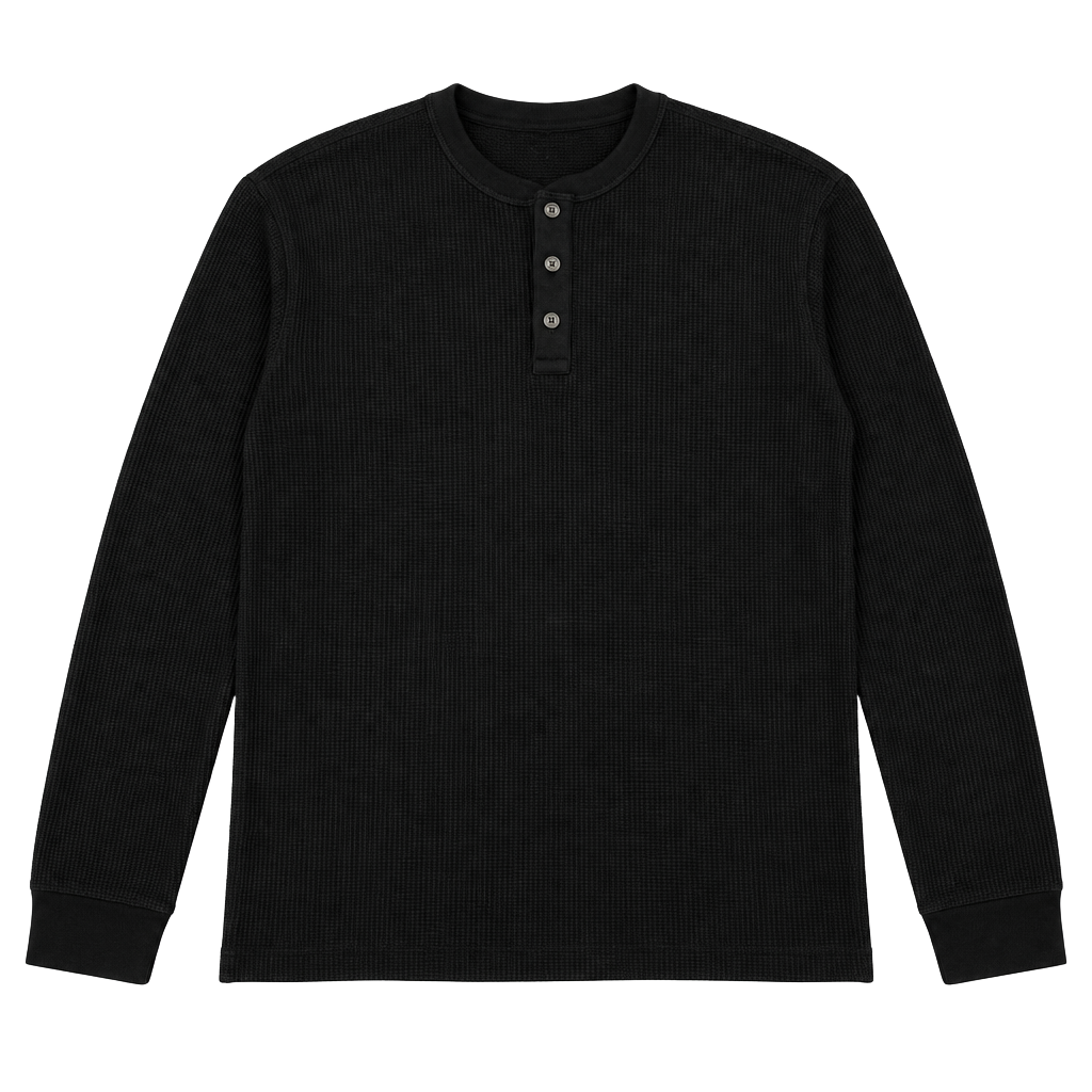 Sonoma Goods For Life Waffle Henley Shirt Size XL Black Long Sleeve 1