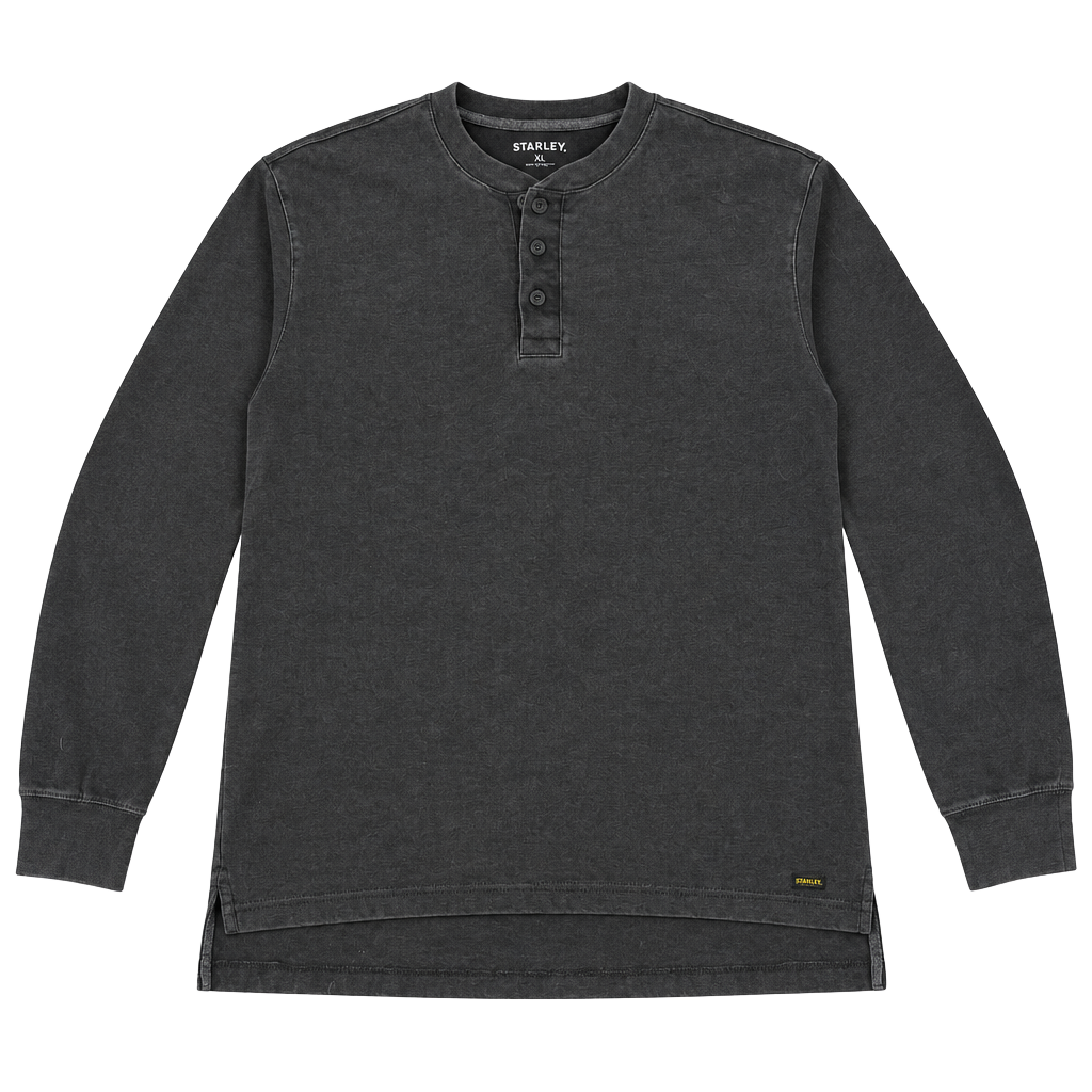 Stanley Henley Long Sleeve Size XL Black Cotton Workwear Top Shirt 1