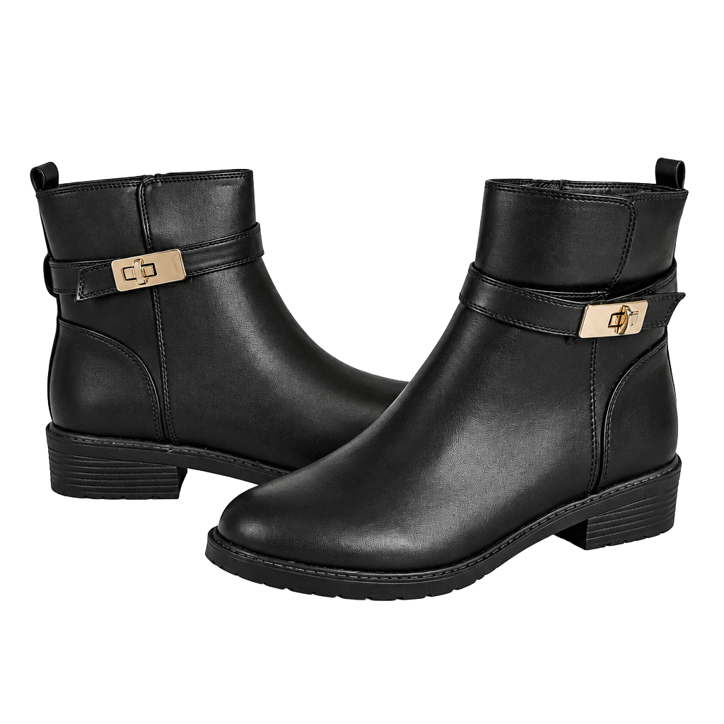 Giani Bernini Becca Buckle Booties Size 8.5M Black Faux Leather 1